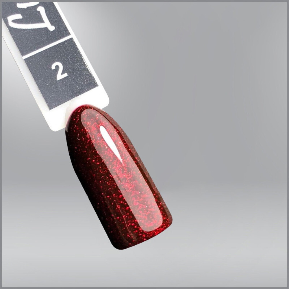 Гель-лак LUXTON 002 винный с красными блестками. 10 мл
