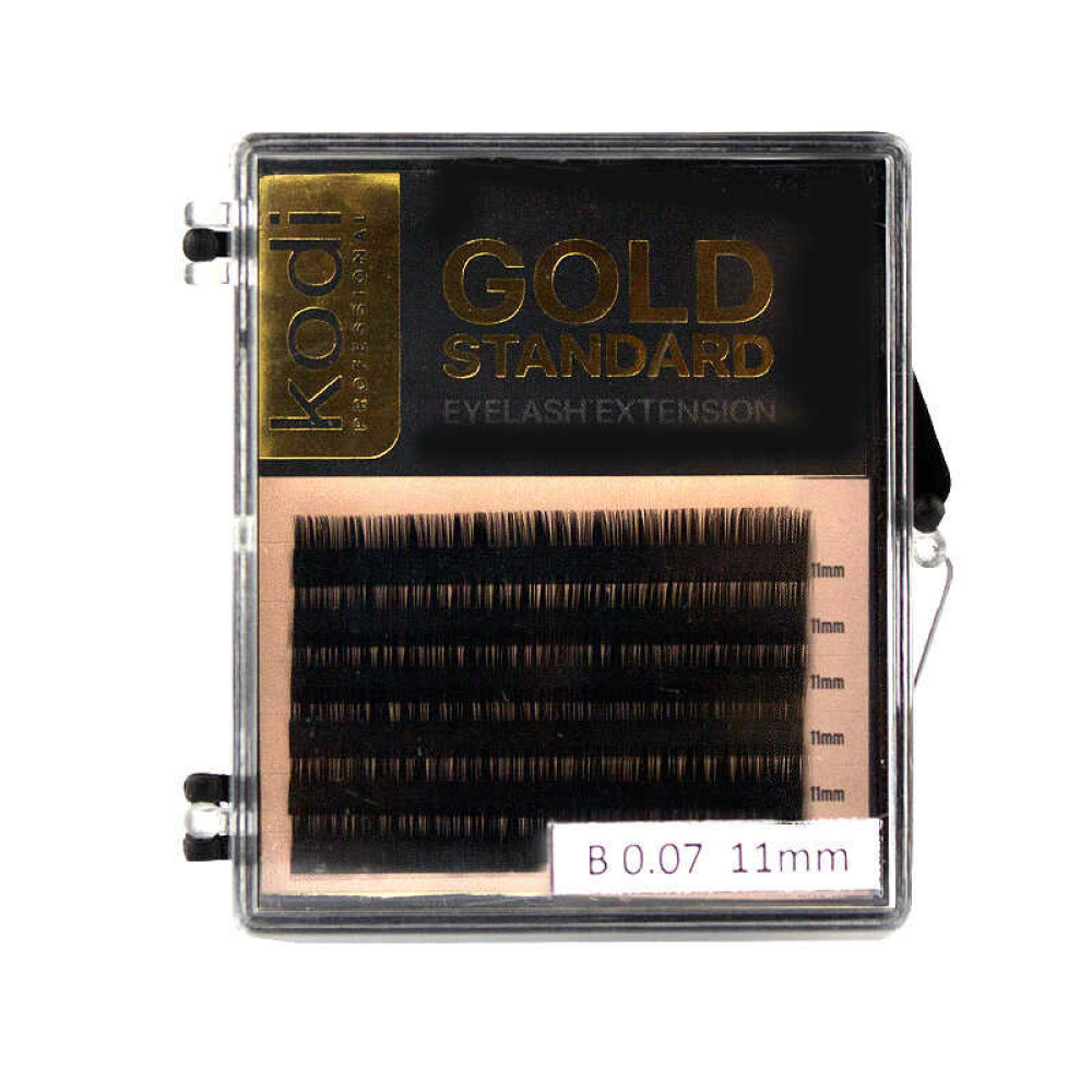 Вії Kodi professional Gold Standart B 0.07 (6 рядів: 11 мм), чорні