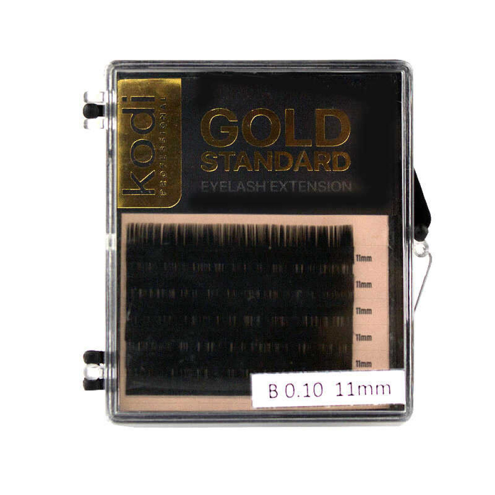 Вії Kodi professional Gold Standart B 0.10 (6 рядів: 11 мм), чорні
