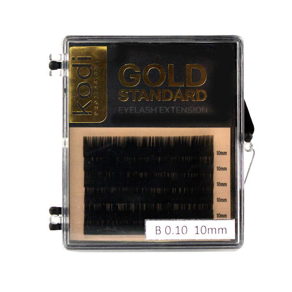 Вії Kodi professional Gold Standart B 0.10 (6 рядів: 10 мм), чорні