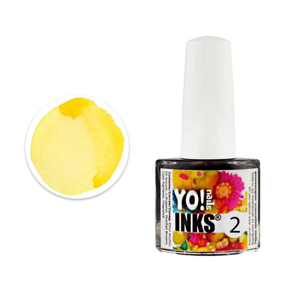 Чорнило Yo nails Inks 2. колір жовтий. 5 мл
