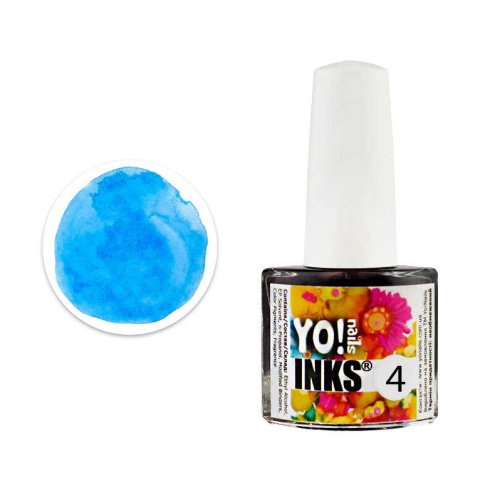 Чернила Yo nails Inks 4, цвет синий, 5 мл