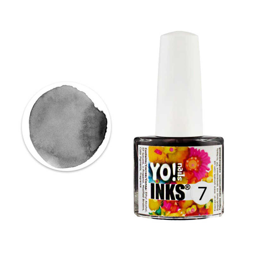 Чернила Yo nails Inks 7, цвет черный, 5 мл