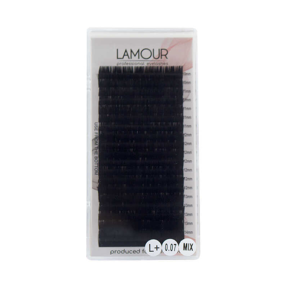 Вії Lamour L + 0,07 (20 рядків: 10-14 мм), чорні