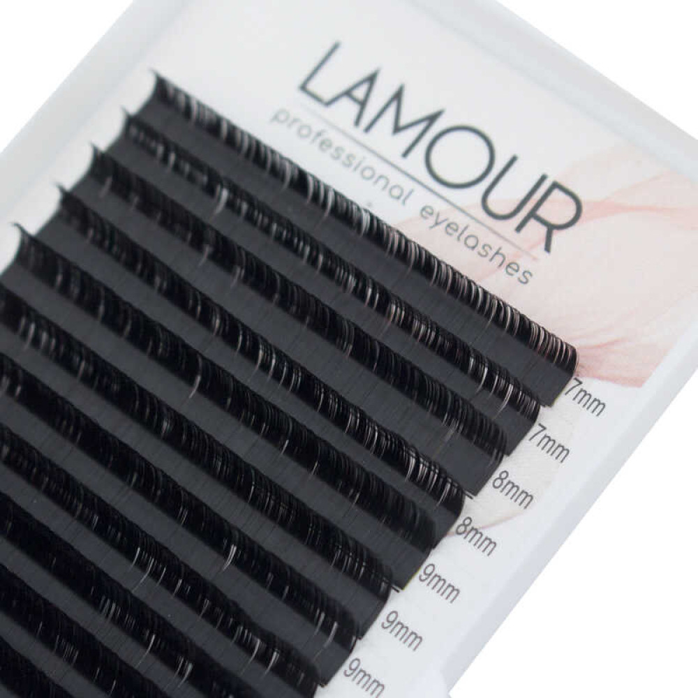 Вії Lamour L  0.10 (20 рядків: 7-12 мм). чорні