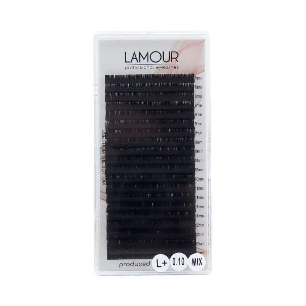 Ресницы Lamour L 0.10 (20 рядов: 7-12 мм). черные