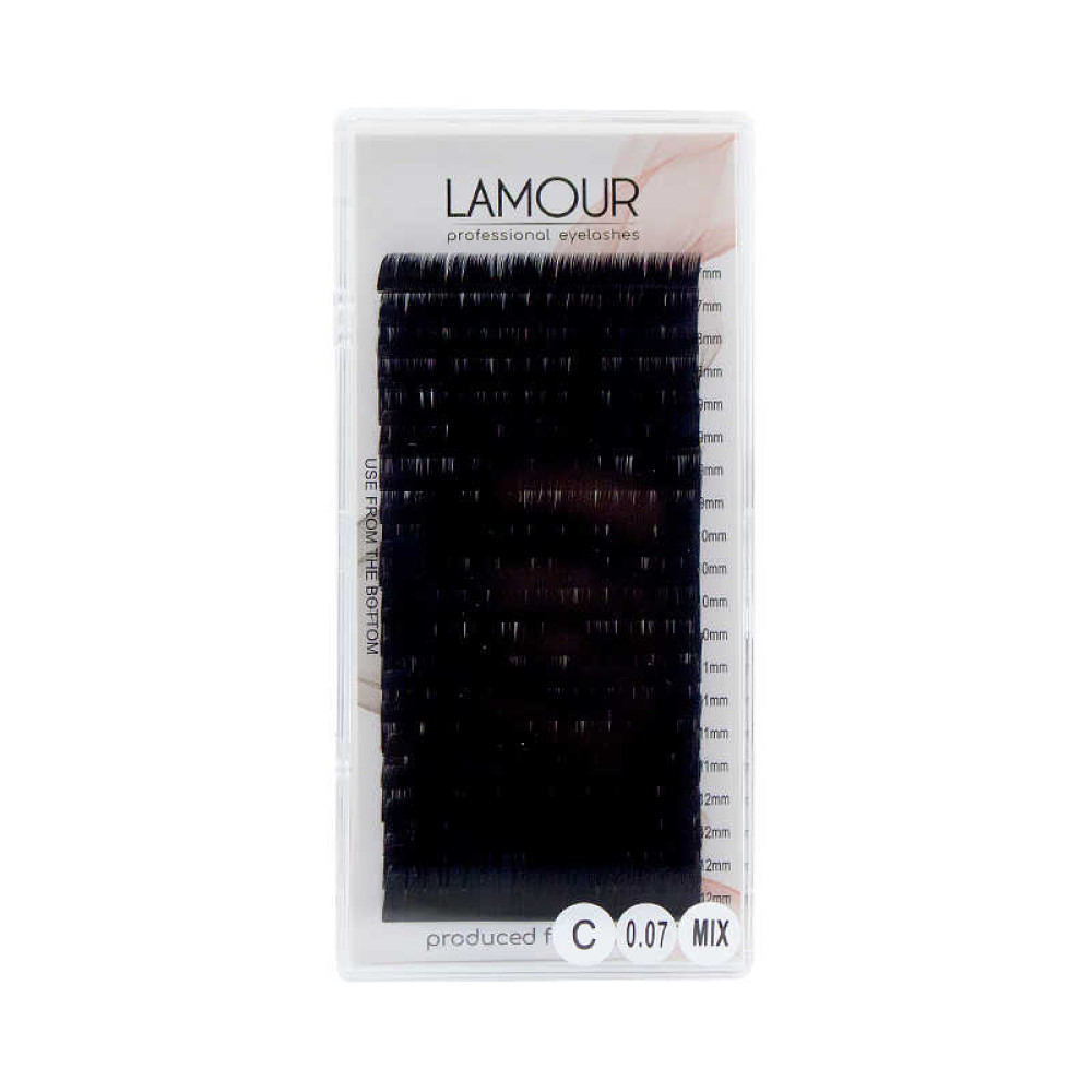 Вії Lamour C 0.07 (20 рядків: 7-12 мм). чорні