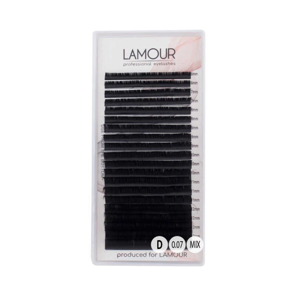 Вії Lamour D 0.07 (20 рядків: 6-13 мм). чорні