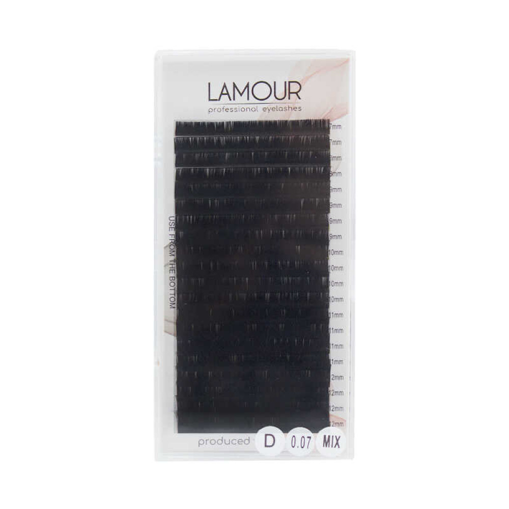 Ресницы Lamour D 0.07 (20 рядов: 7-12 мм). черные