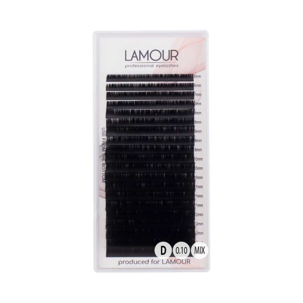 Вії Lamour D 0.10 (20 рядків: 6-13 мм). чорні