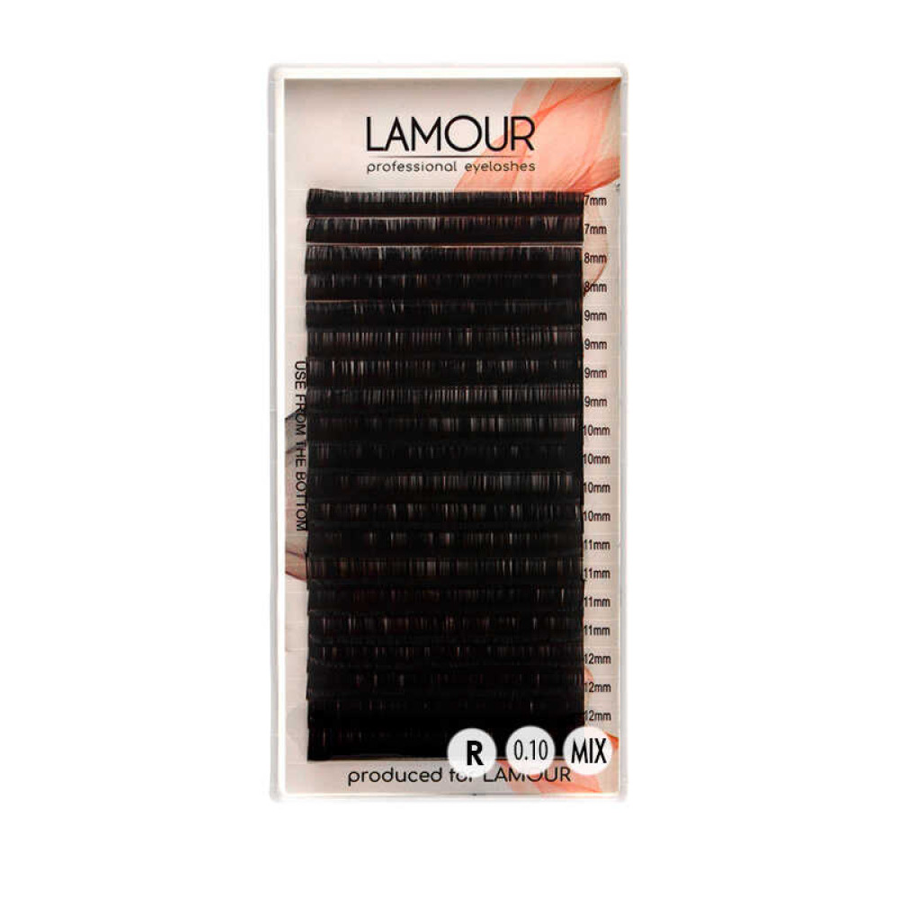 Вії Lamour R 0,10 (20 рядків: 7-12 мм), чорні