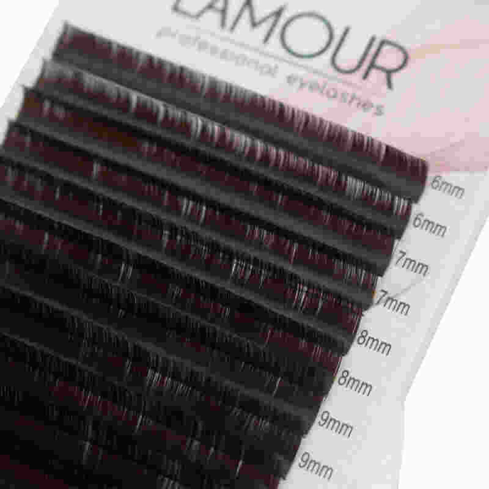 Ресницы Lamour D 0.07 (20 рядов: 6-13 мм). темный шоколад