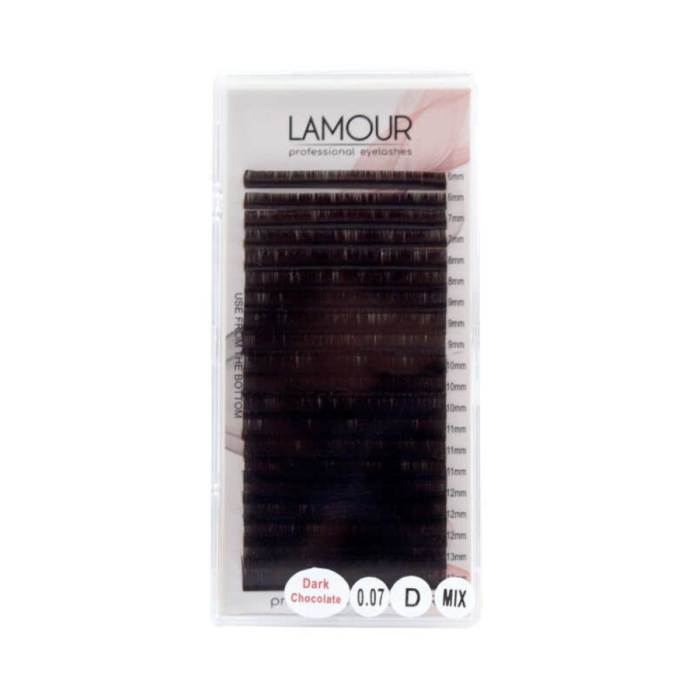 Ресницы Lamour D 0.07 (20 рядов: 6-13 мм). темный шоколад