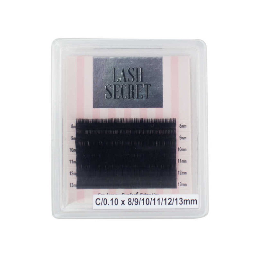 Ресницы Lash Secret С 0,10 (6 рядов: 8-13 мм), черные