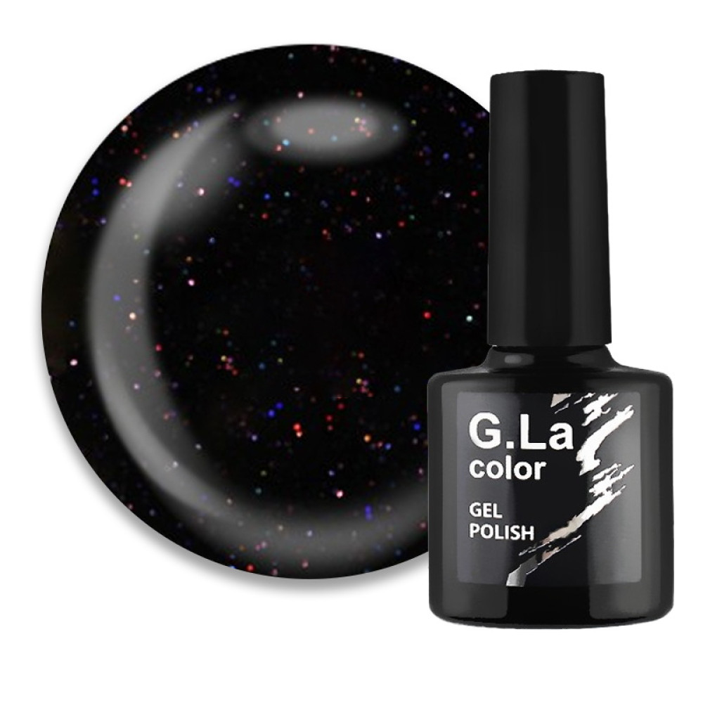 Гель-лак G.La color NEW 060 чорний. з кольоровими блискітками. 10 мл