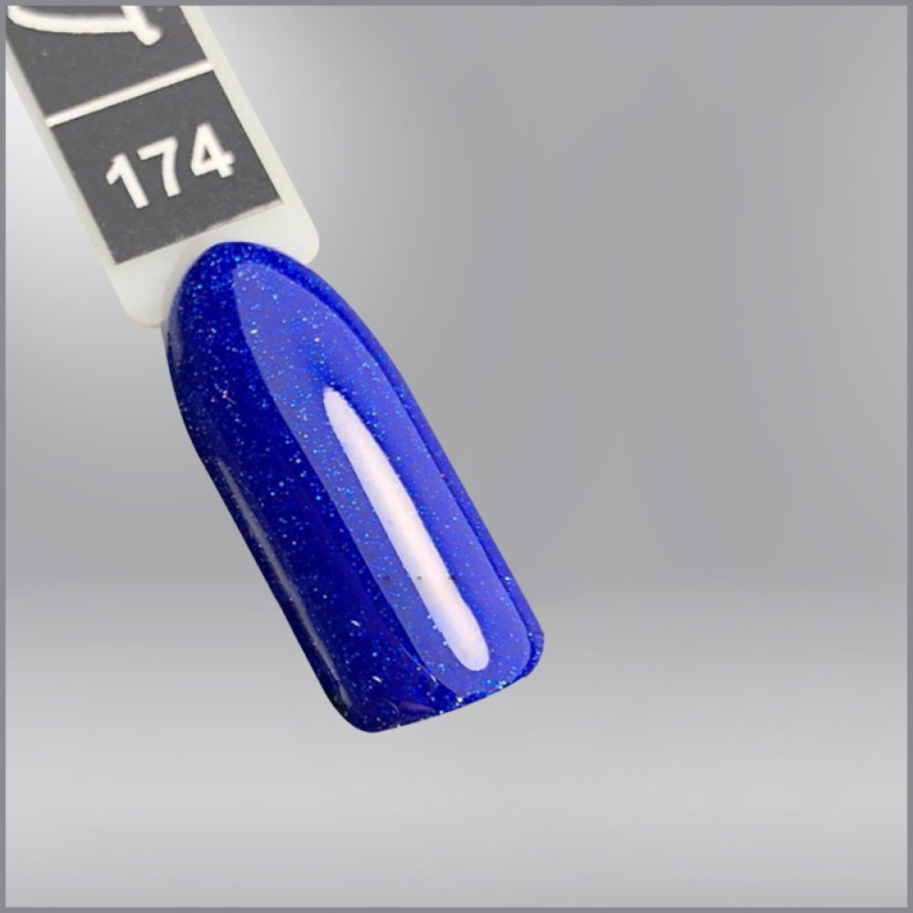 Гель-лак LUXTON 174 синій з кольоровими шимерами. 10 мл