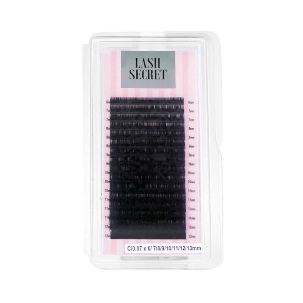 Ресницы Lash Secret С 0,07 (16 рядов: 6-13 мм), черные