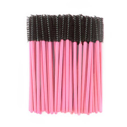 Щеточки для расчесывания ресниц чёрные с розовой ручкой, 50 шт. в упаковке