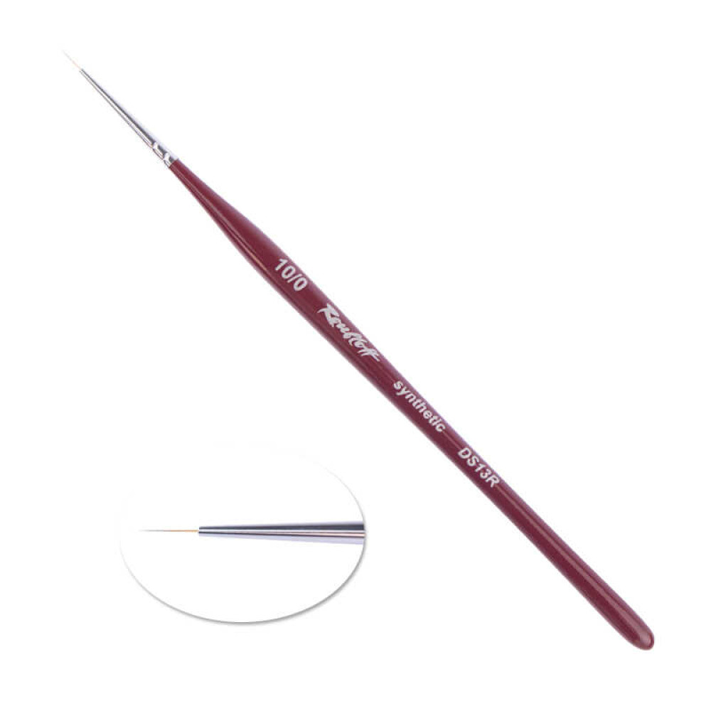 Кисть для рисования тонких линий Roubloff Kolinsky 10/0, серия DS13R, искусcтвенный ворс, красная ручка