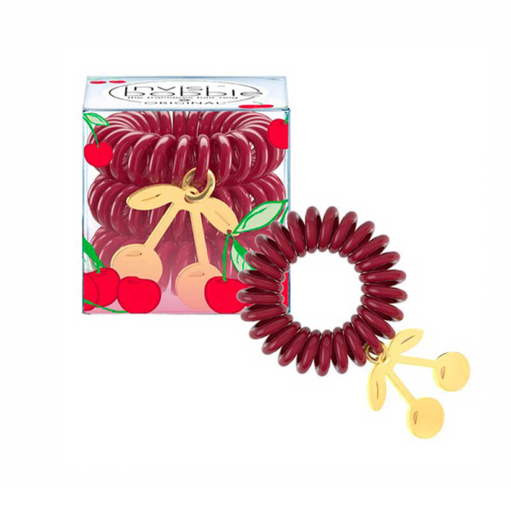 Резинка-браслет для волос Invisibobble ORIGINAL Happy Hour Cherry Lady. красная. прозрачная. 6 шт.