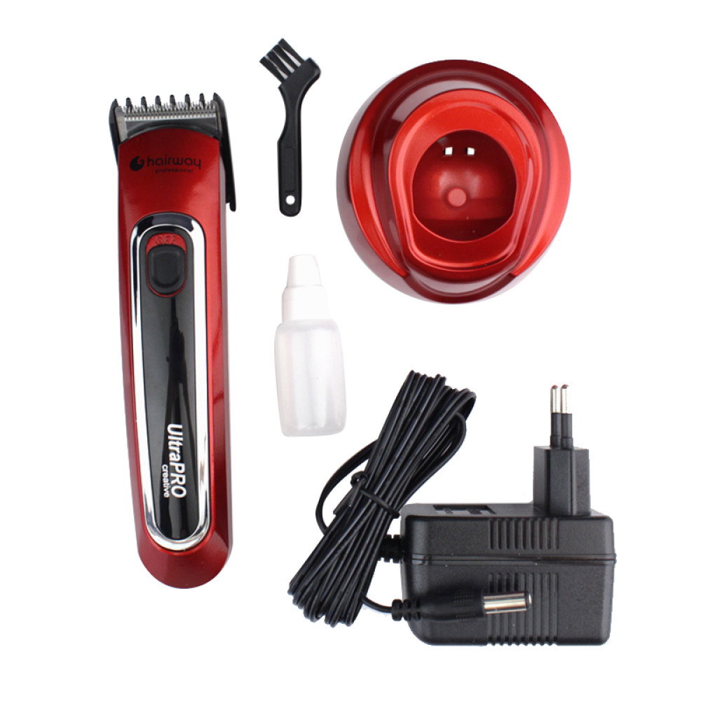 Машинка для стрижки волос Hairway Hair Clipper, 1 съемная насадка с 5 положениями, цвет красный