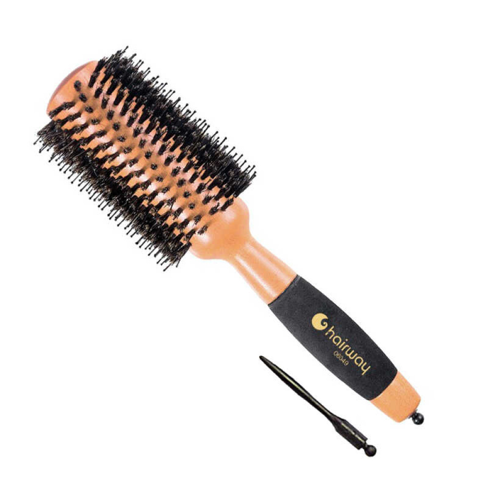 Брашинг для волос Hairway Round Brush Helix Дикобраз с разделителем. деревянный. d=65 мм