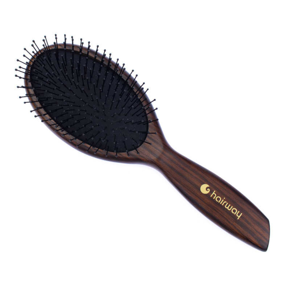 Массажная щетка для волос Hairway Cushion Brush Wenge-2 213, деревянная, овальная