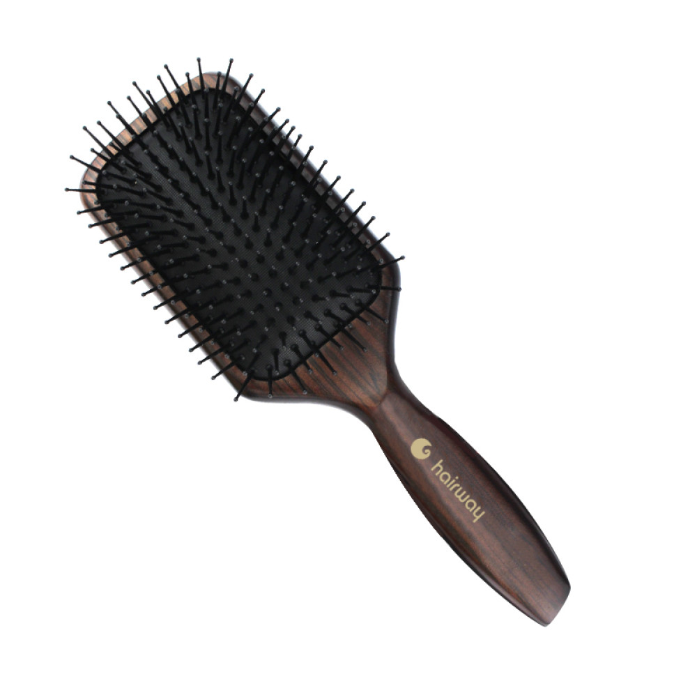 Массажная щетка для волос Hairway Cushion Brush Wenge-2. деревянная. прямоугольная