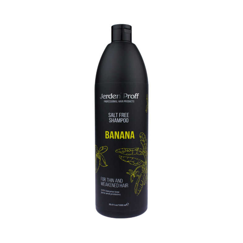Шампунь для волосся Jerden Proff Banana, безсольовий з соком бананового дерева і протеїнами, 1000 мл