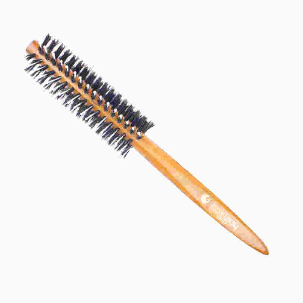 Брашинг для волос Hairway Round Brush Glossy Wood Дикобраз со смешанной щетиной, деревянный, d=47 мм