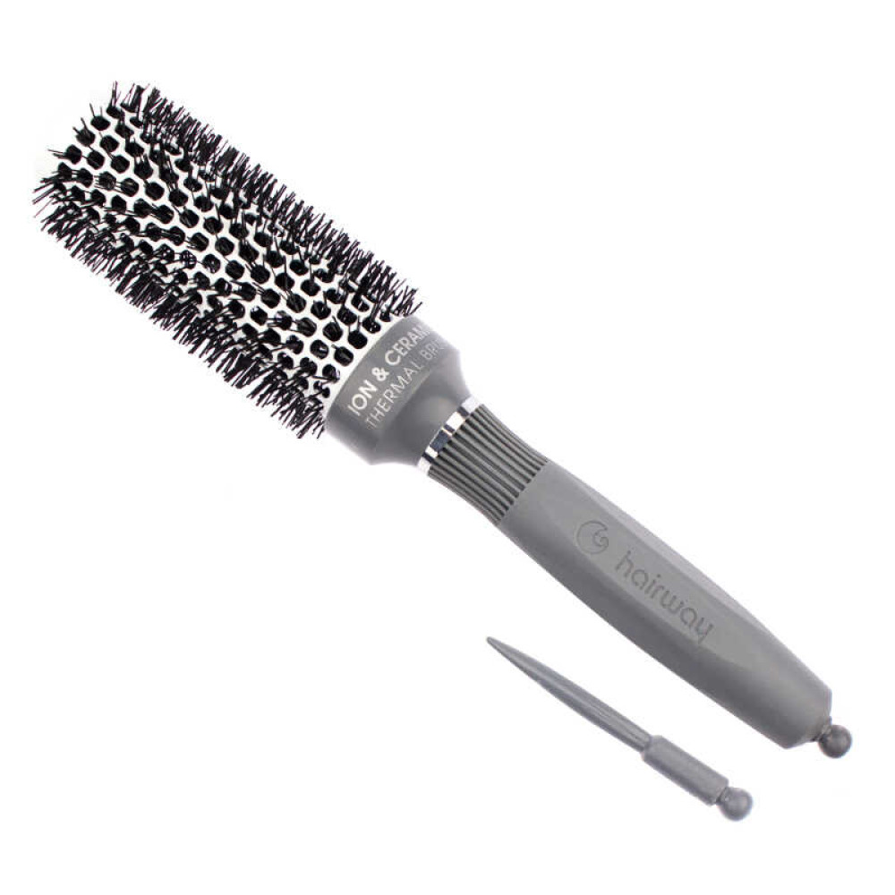 Термобрашінг для волосся Hairway Ion Ceramic кераміко-іонний c роздільником. d = 33 мм. колір сірий