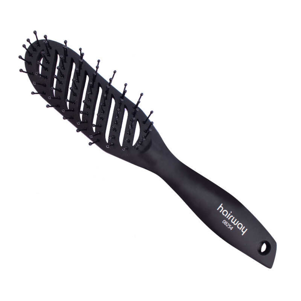 Массажная щетка-луна для укладки волос Hairway Carbon Advance, 9-рядная, цвет черный