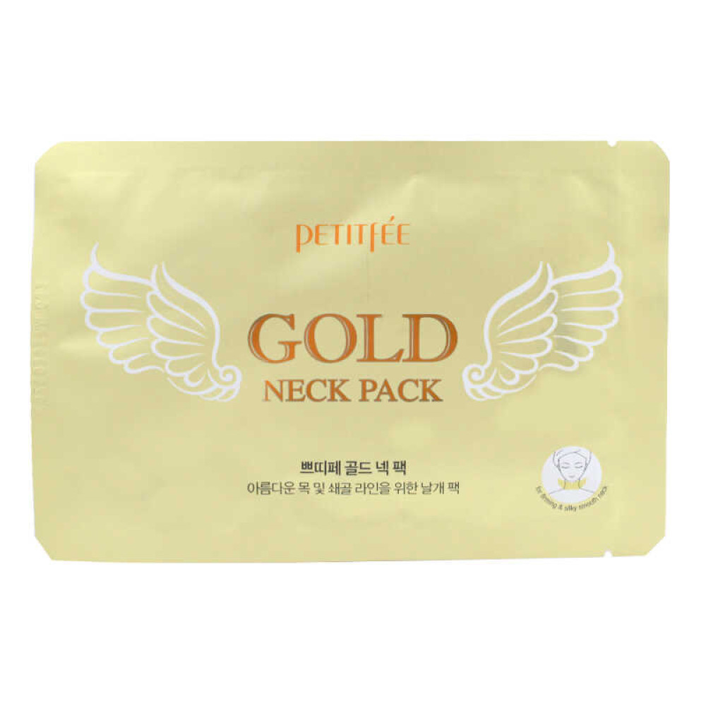 Маска гидрогелевая для шеи PETITFEE Hydrogel Angel Wings Gold Neck Pack с золотом и коллагеном. 10 г