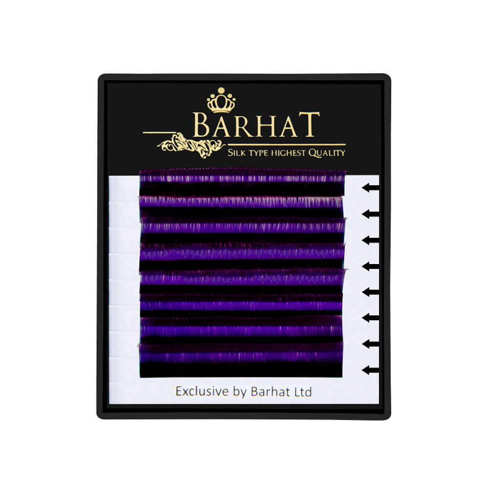 Ресницы двухтоновые Barhat C 0.10 (8 рядов: 9, 10, 11, 12 мм), черно-фиолетовые