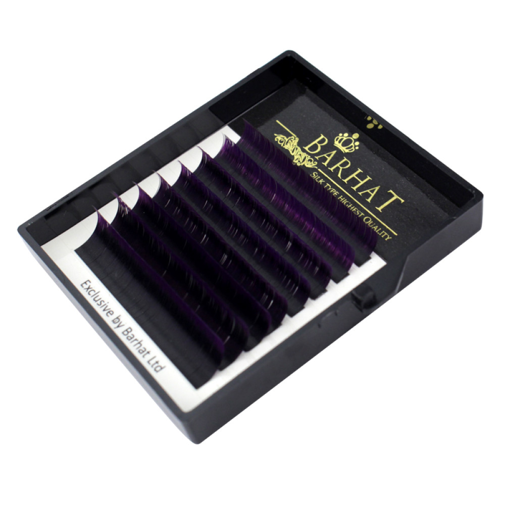 Ресницы двухтоновые Barhat C 0.10 (8 рядов: 9. 10. 11. 12 мм). черно-фиолетовые