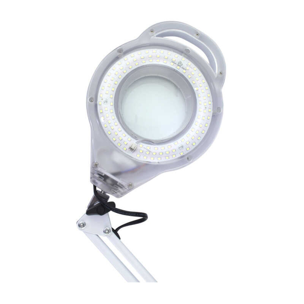 Лампа-лупа настільна LED SP 33 зі струбциною. 3-5 діоптрій. d=18 см. колір білий