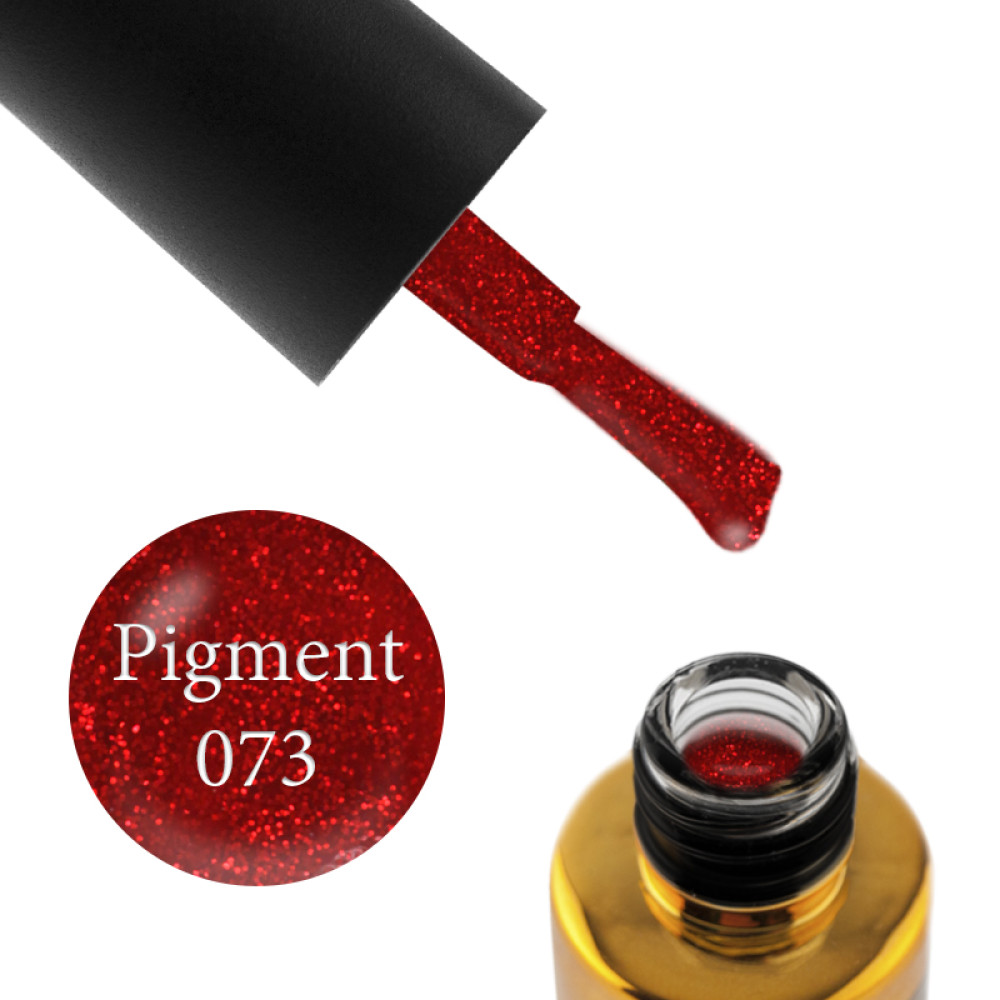 Гель-лак F.O.X Pigment 073 клубнично-красный с красными блестками, 6 мл