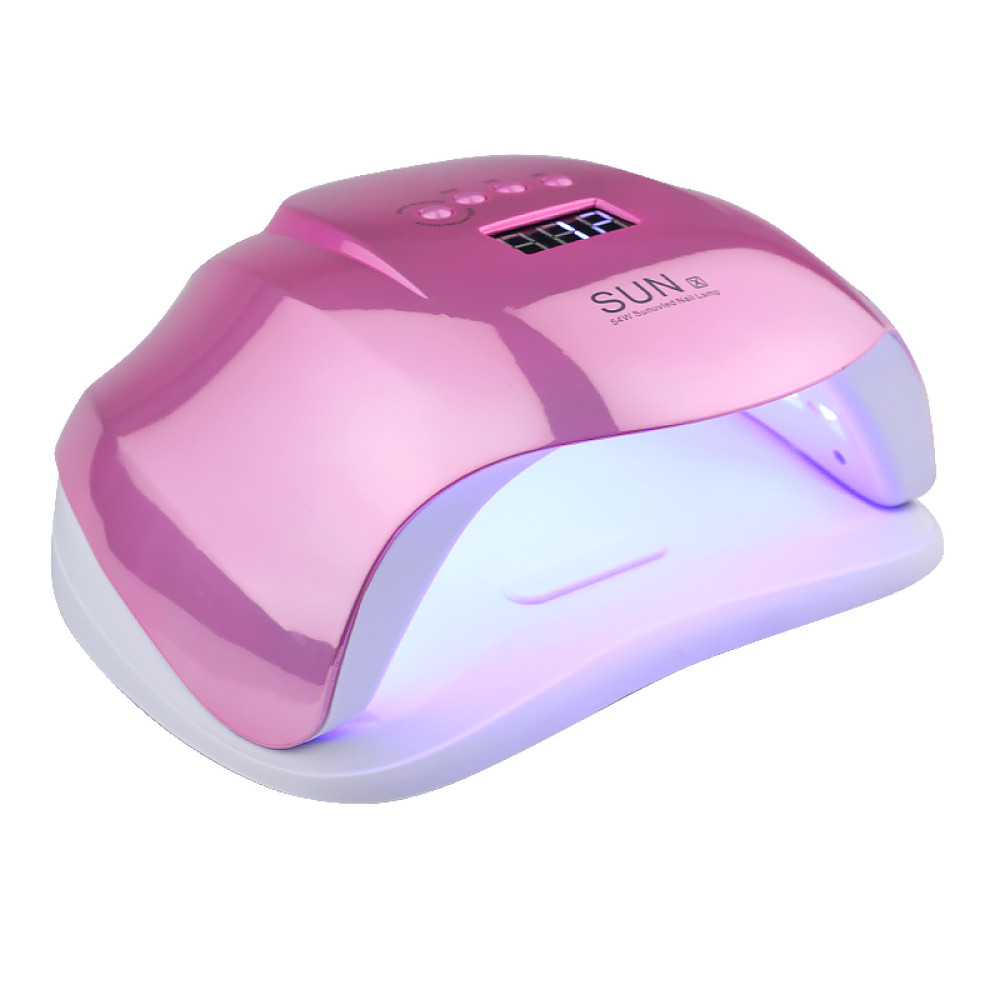 УФ LED лампа світлодіодна Sun X Mirror Pink 54 Вт, таймер 10, 30, 60 і 99 сек, дзеркально-рожева