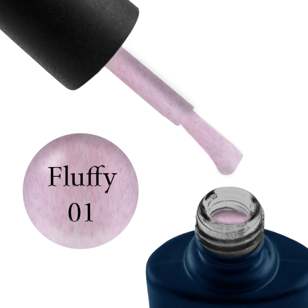 Гель-лак NUB Fluffy Gel 01 нежный розовый, с розовым флоком, 11,8 мл