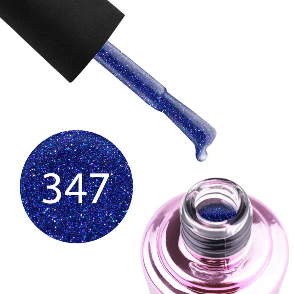 Гель-лак Elise Braun 347 глибокий фіолетово-синій з кольоровими мерехтливими шимерами, 7 мл