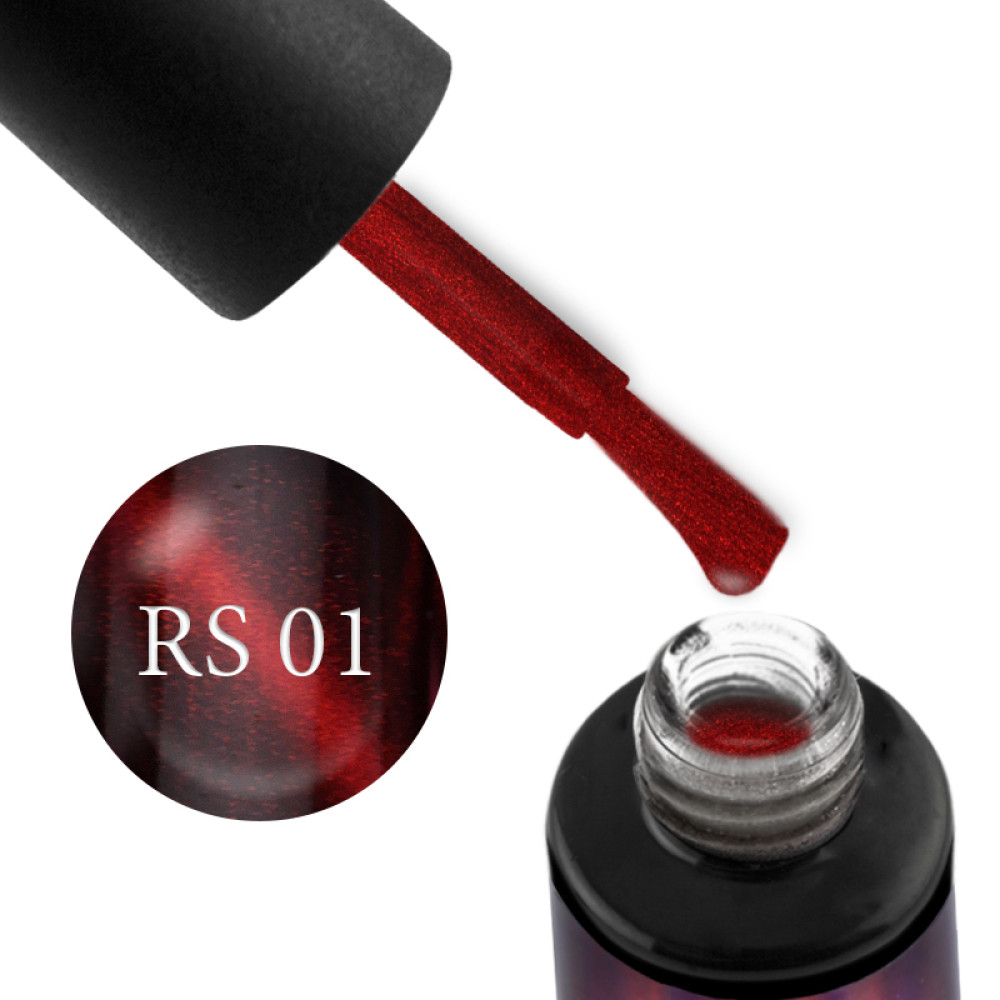 Гель-лак Naomi Ruby Stone Cat Eyes RS01 красный с красными шиммерами и бликом. 6 мл