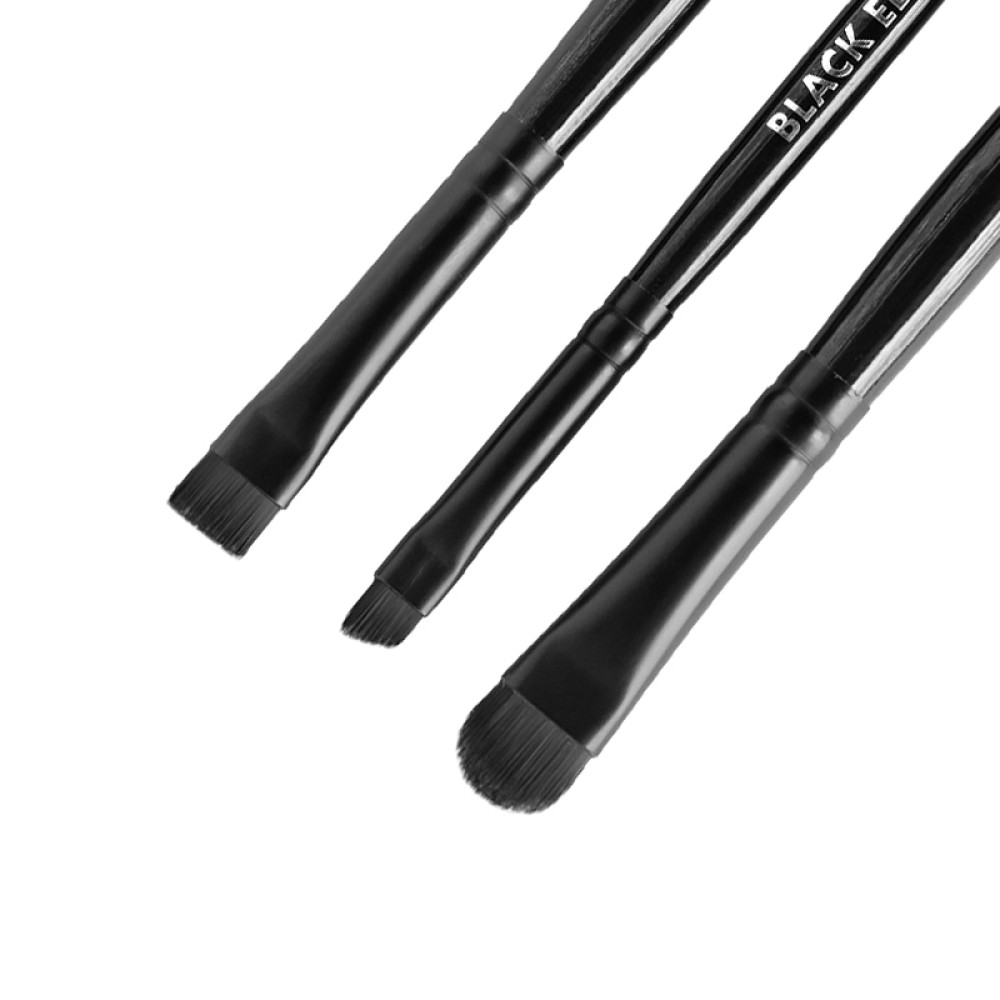 Набір пензликів для брів Okis Brow Brush Set Black Edition, штучний ворс, 3 шт.