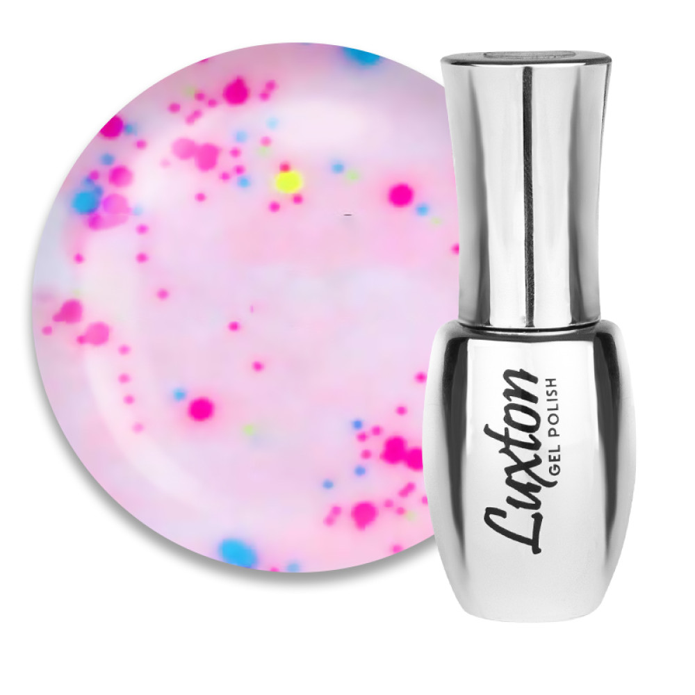 Гель-лак LUXTON Confetti 003 світлий йогуртово-рожевий з кольоровими конфетті. 10 мл