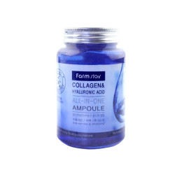 Сыворотка ампульная для лица Farmstay Collagen&Hyaluronic Acid с коллагеном и гиалуроновой кислотой. 250 мл
