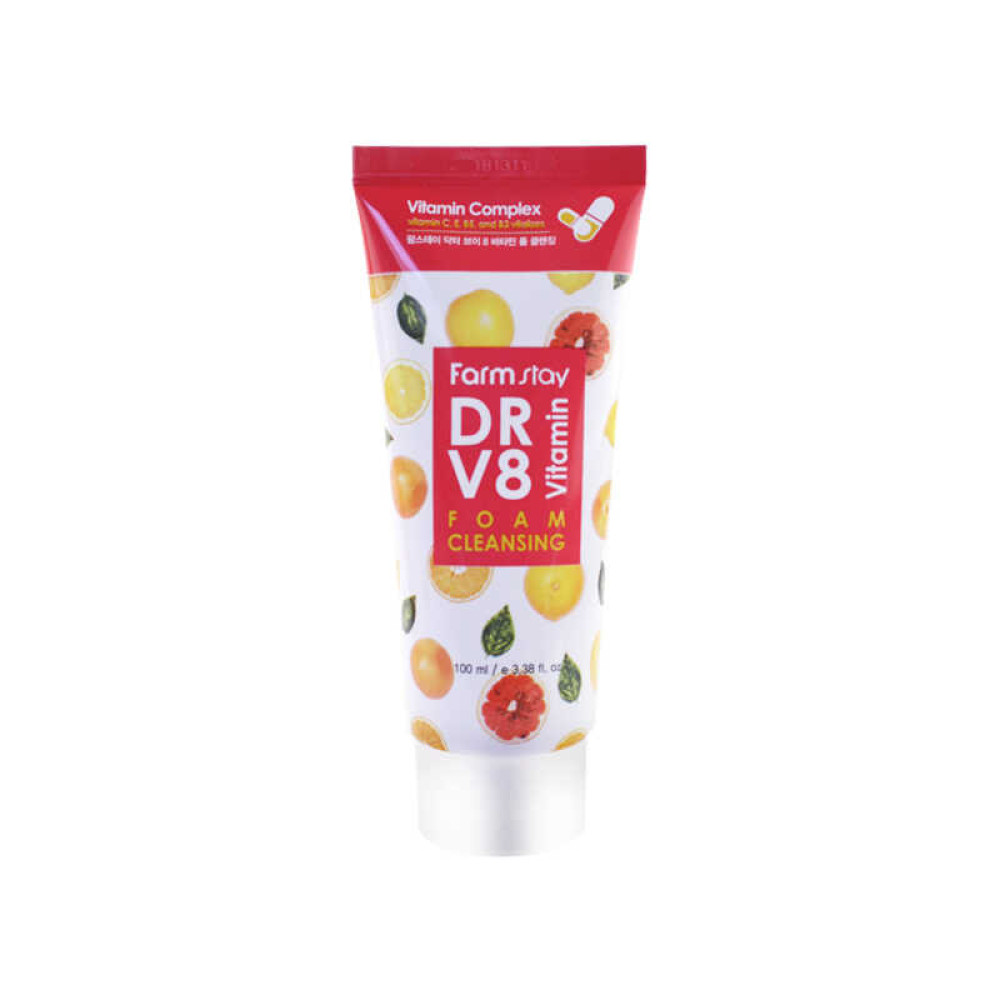 Пенка для очищения кожи Farmstay DR.V8 Vitamin Foam Cleansing витаминная. 100 мл