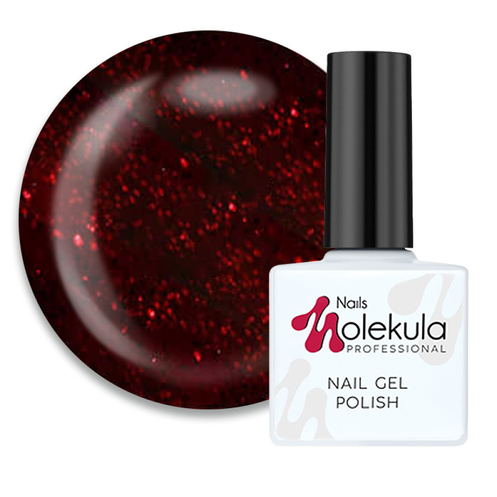 Гель-лак Nails Molekula 077 красный с мерцанием. 11 мл
