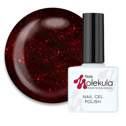 Гель-лак Nails Molekula 077 красный с мерцанием. 11 мл
