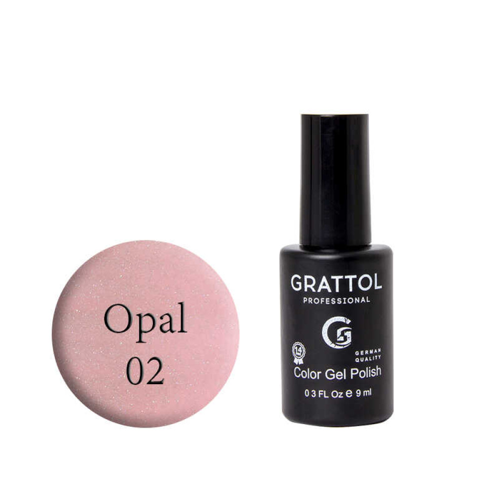 Гель-лак Grattol Opal 02. світло-рожевий з опаловими шимерами. 9 мл