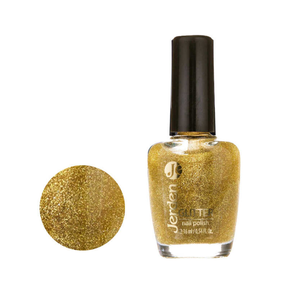 Лак для ногтей Jerden Glitter 603. золотисто-жовтий з глітером. 16 мл
