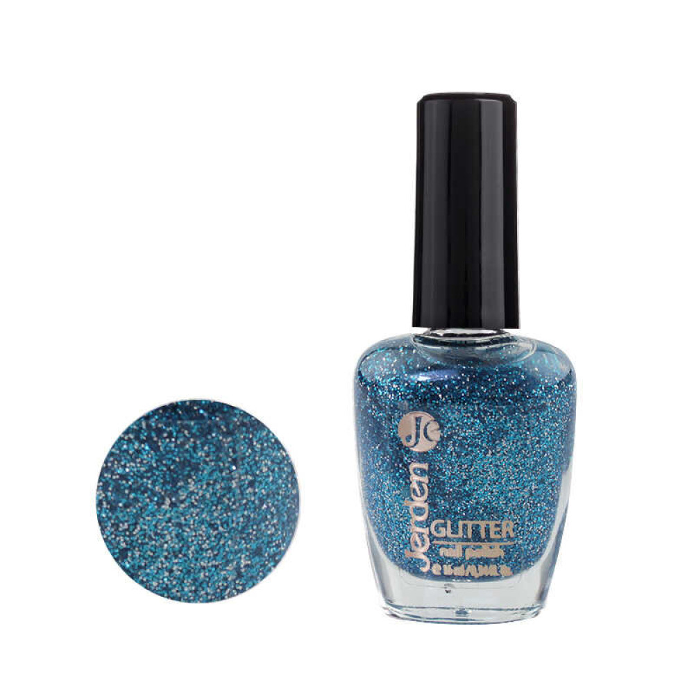 Лак для ногтей Jerden Glitter 609. сині і сріблясті блискітки на прозорій основі. 16 мл